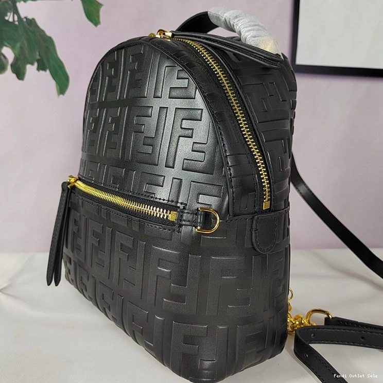 Affordable Leather In Mini Black Nappa Fendi Backpack Motif FF 0707